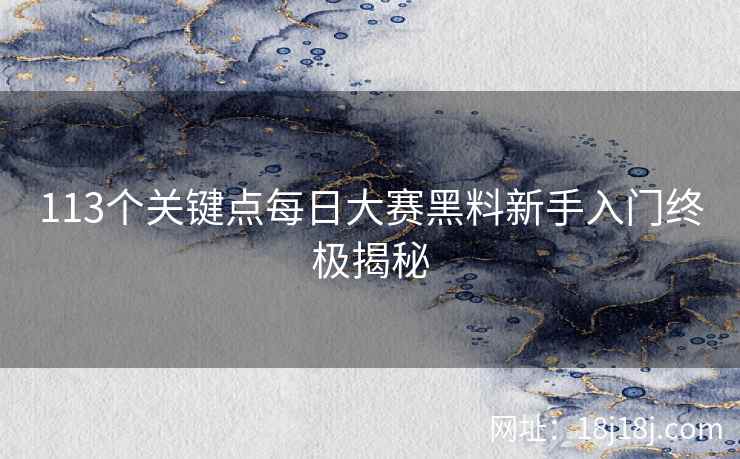 113个关键点每日大赛黑料新手入门终极揭秘
